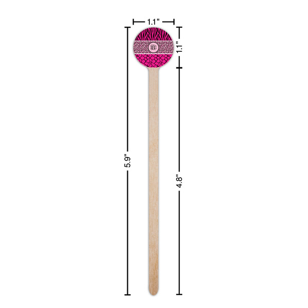 Triple Animal Print Wooden 6" Stir Stick - Round - Dimensions