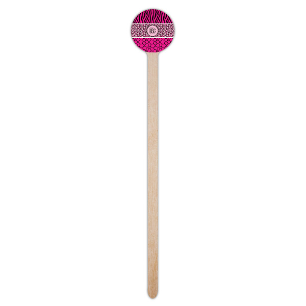 Triple Animal Print Wooden 7.5" Stir Stick - Round - Single Stick
