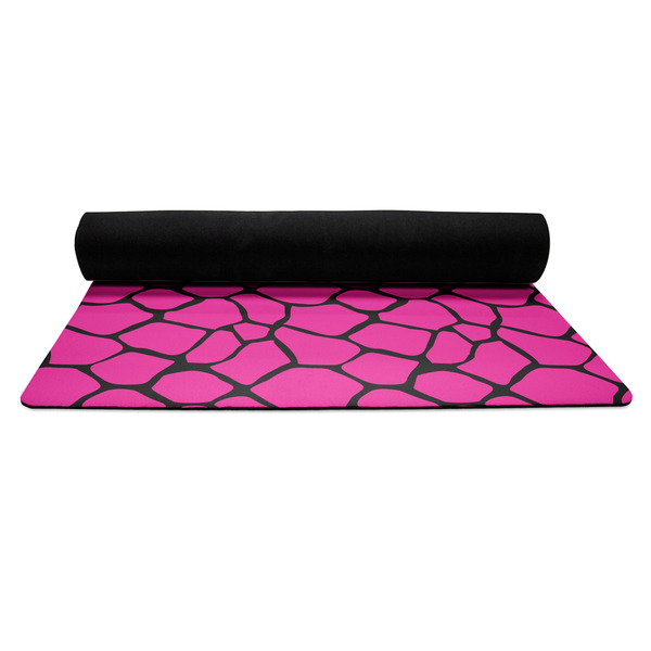 Triple Animal Print Yoga Mat Rolled up Black Rubber Backing