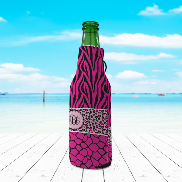 Triple Animal Print Zipper Bottle Cooler - LIFESTYLE