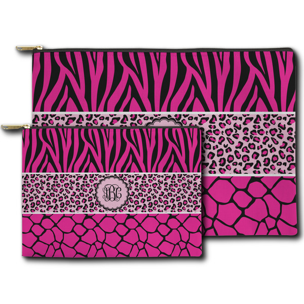 Triple Animal Print Zippered Pouches - Size Comparison
