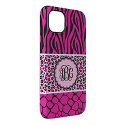 Triple Animal Print iPhone Case - Rubber Lined - iPhone 14 Plus (Personalized)