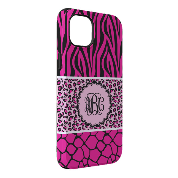 Custom Triple Animal Print iPhone Case - Rubber Lined - iPhone 14 Plus (Personalized)