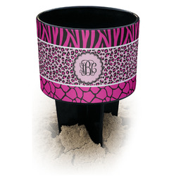Triple Animal Print Black Beach Spiker Drink Holder (Personalized)