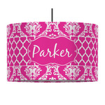Moroccan & Damask 12" Drum Pendant Lamp - Fabric (Personalized)