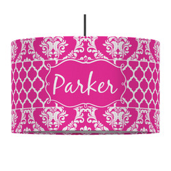 Moroccan & Damask 12" Drum Pendant Lamp - Fabric (Personalized)