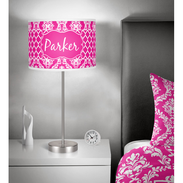 Moroccan & Damask 13 inch drum lamp shade - in room