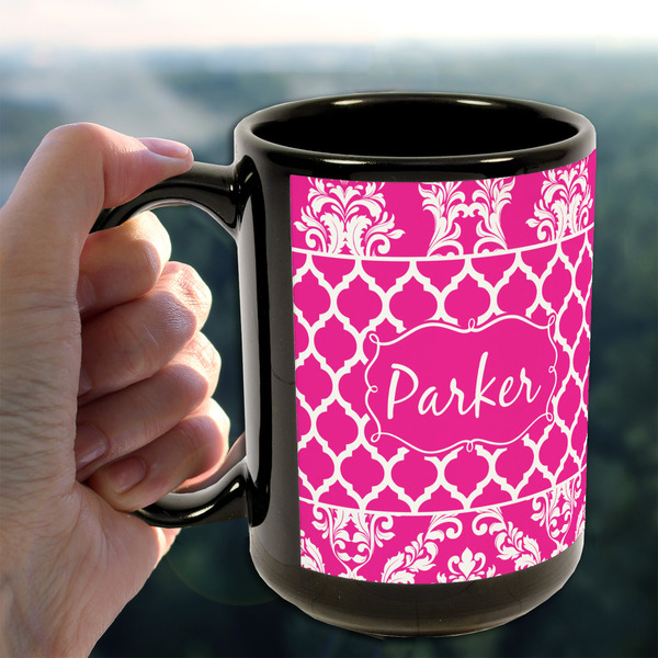 Moroccan & Damask 15oz. Black Mug - LIFESTYLE