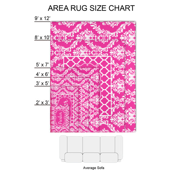 Moroccan & Damask 2'x3' Indoor Area Rugs - Size Chart