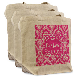 Moroccan & Damask Reusable Cotton Grocery Bags - Set of 3 (Personalized)