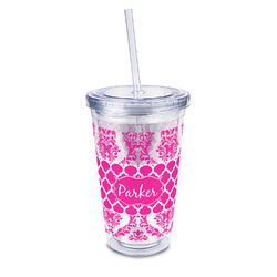Moroccan & Damask 16oz Double Wall Acrylic Tumbler with Lid & Straw - Full Print (Personalized)