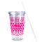 Moroccan & Damask Acrylic Tumbler - Full Print - Front straw out