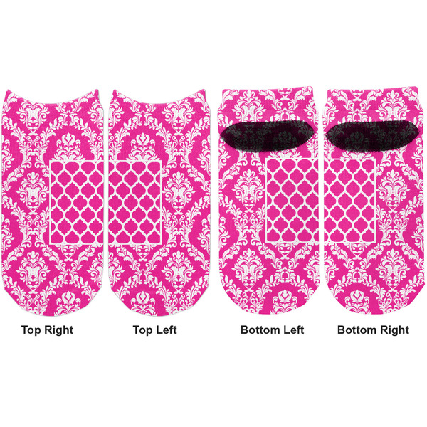 Moroccan & Damask Adult Ankle Socks - Double Pair - Front and Back - Apvl