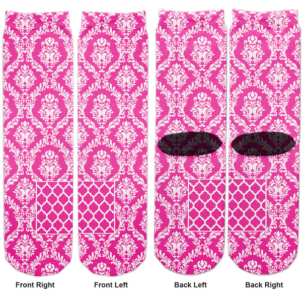 Moroccan & Damask Adult Crew Socks - Double Pair - Front and Back - Apvl