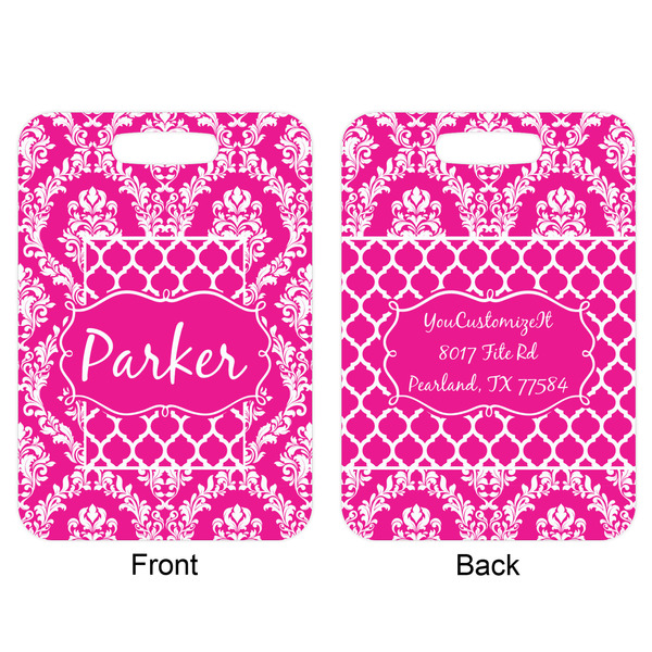Moroccan & Damask Aluminum Luggage Tag (Front + Back)