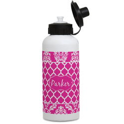 Moroccan & Damask Water Bottles - Aluminum - 20 oz - White (Personalized)