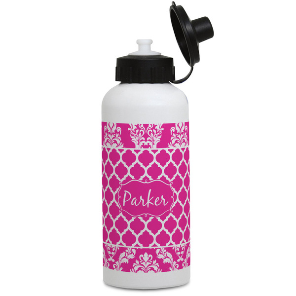 Custom Moroccan & Damask Water Bottles - Aluminum - 20 oz - White (Personalized)