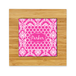 Moroccan & Damask Bamboo Trivet with Ceramic Tile Insert (Personalized)