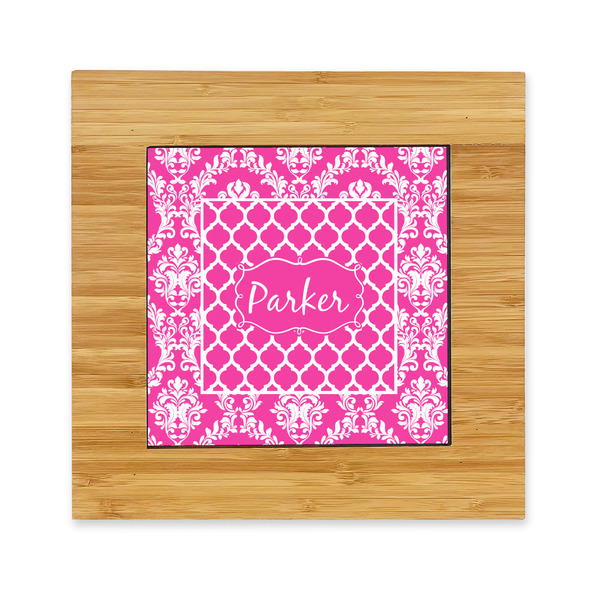 Custom Moroccan & Damask Bamboo Trivet with Ceramic Tile Insert (Personalized)