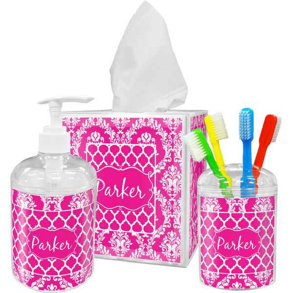 Moroccan & Damask Bathroom Accessories Set (Personalized)