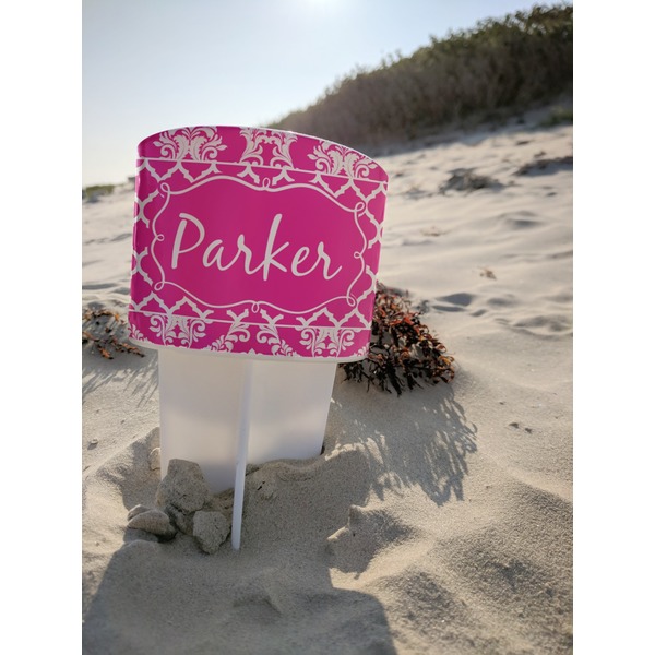 Moroccan & Damask Beach Spiker white on beach with sand