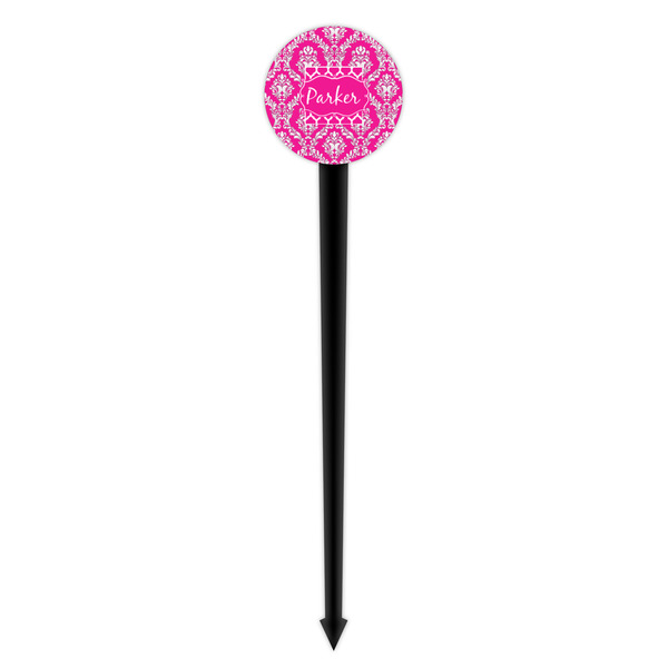 Moroccan & Damask Black Plastic 4" Food Pick - Round - Single Pick