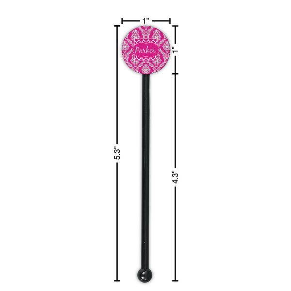Moroccan & Damask Black Plastic 5.5" Stir Stick - Round - Dimensions