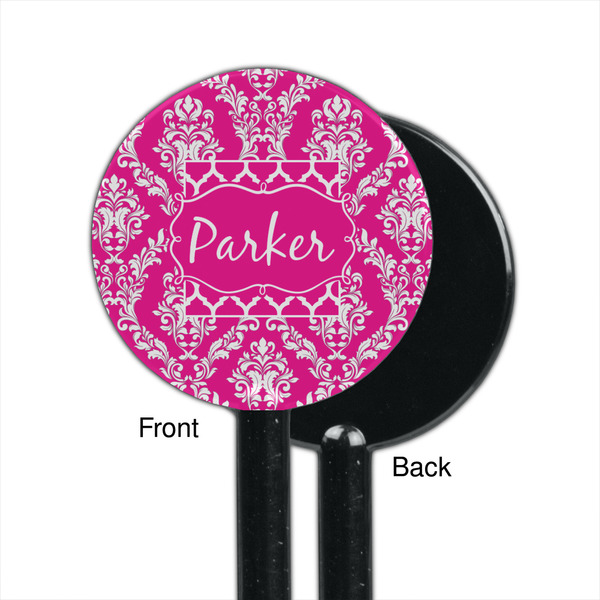 Moroccan & Damask Black Plastic 5.5" Stir Stick - Single Sided - Round - Front & Back