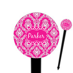 Moroccan & Damask 6" Round Plastic Food Picks - Black - Double Sided (Personalized)