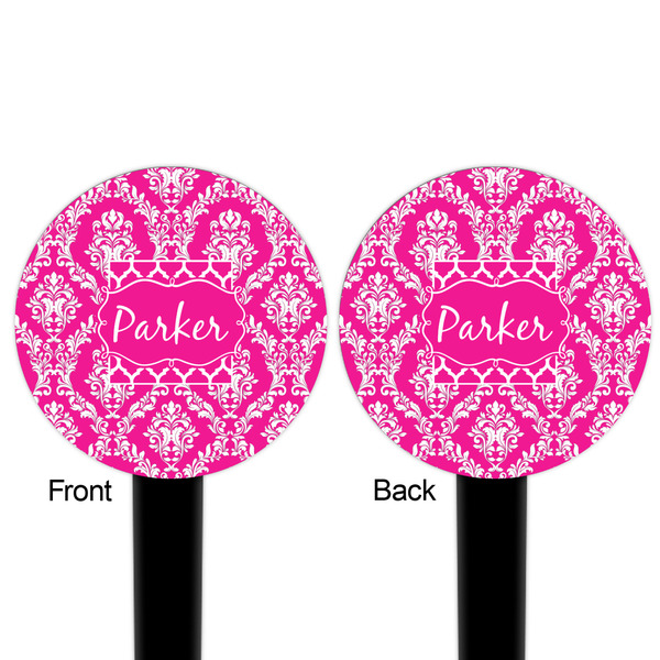 Moroccan & Damask Black Plastic 6" Food Pick - Round - Double Sided - Front & Back