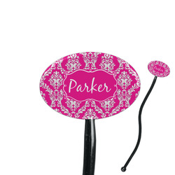 Moroccan & Damask 7" Oval Plastic Stir Sticks - Black - Double Sided (Personalized)