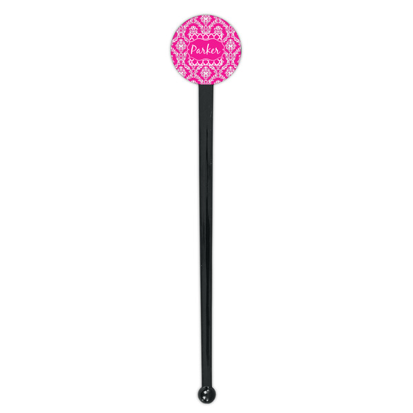 Moroccan & Damask Black Plastic 7" Stir Stick - Round - Single Stick
