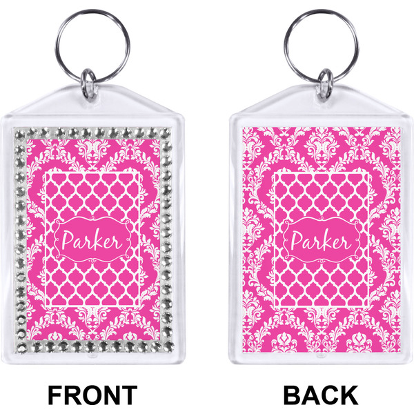 Moroccan & Damask Bling Keychain (Front + Back)