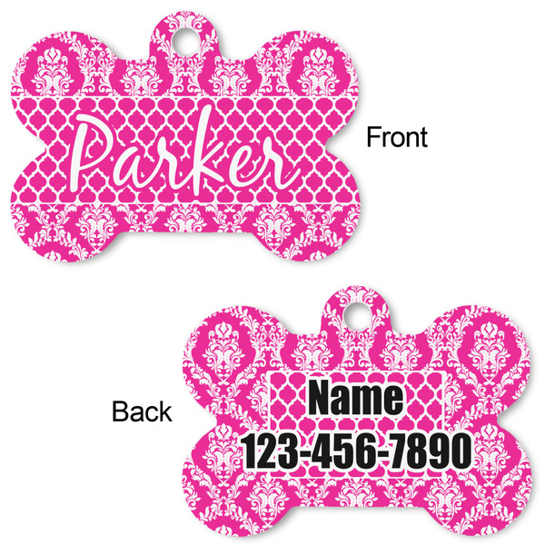 Moroccan & Damask Bone Shaped Dog ID Tag - Large - Approval