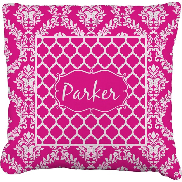 Custom Moroccan & Damask Faux-Linen Throw Pillow 16" (Personalized)