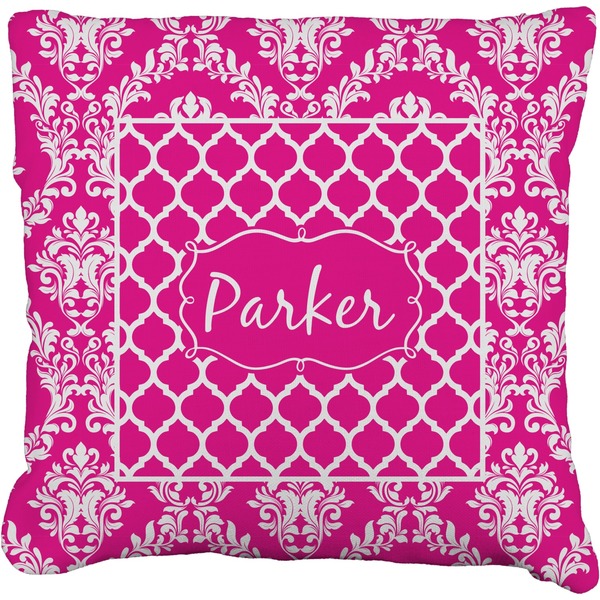 Custom Moroccan & Damask Faux-Linen Throw Pillow 18" (Personalized)