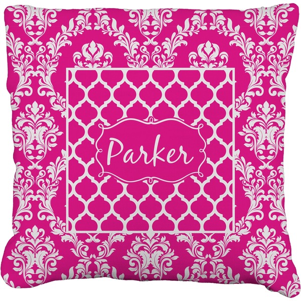 Custom Moroccan & Damask Faux-Linen Throw Pillow 20" (Personalized)