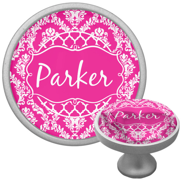 Custom Moroccan & Damask Cabinet Knob (Silver) (Personalized)