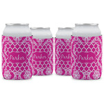 Moroccan & Damask Can Cooler (12 oz) - Set of 4 w/ Name or Text