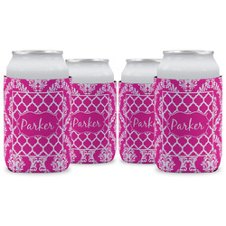 Moroccan & Damask Can Cooler (12 oz) - Set of 4 w/ Name or Text