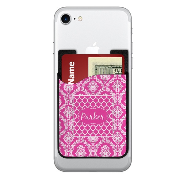 Custom Moroccan & Damask 2-in-1 Cell Phone Credit Card Holder & Screen Cleaner (Personalized)