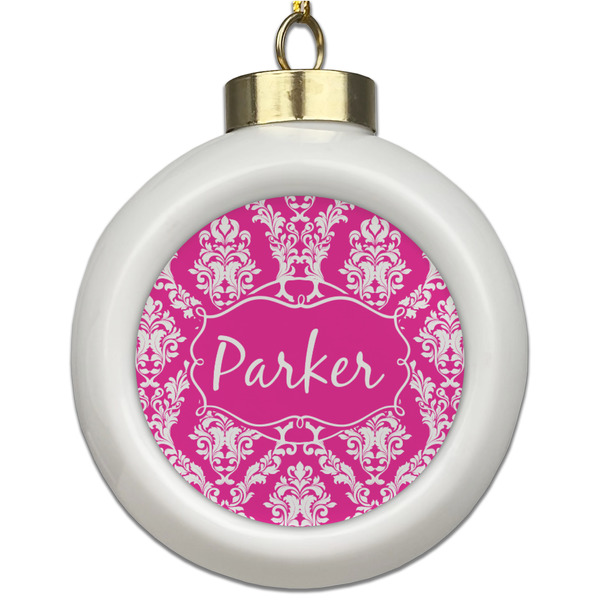 Custom Moroccan & Damask Ceramic Ball Ornament (Personalized)