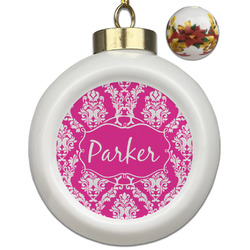 Moroccan & Damask Ceramic Ball Ornaments - Poinsettia Garland (Personalized)
