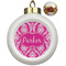 Moroccan & Damask Ceramic Christmas Ornament - Poinsettias (Front View)
