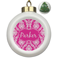 Moroccan & Damask Ceramic Ball Ornament - Christmas Tree (Personalized)