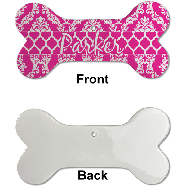 Moroccan & Damask Ceramic Flat Ornament - Bone Front & Back Single Print (APPROVAL)