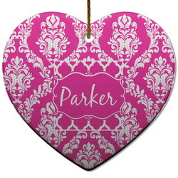 Moroccan & Damask Heart Ceramic Ornament w/ Name or Text