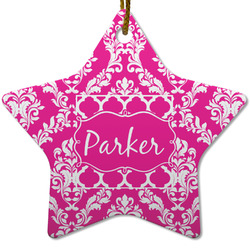 Moroccan & Damask Star Ceramic Ornament w/ Name or Text