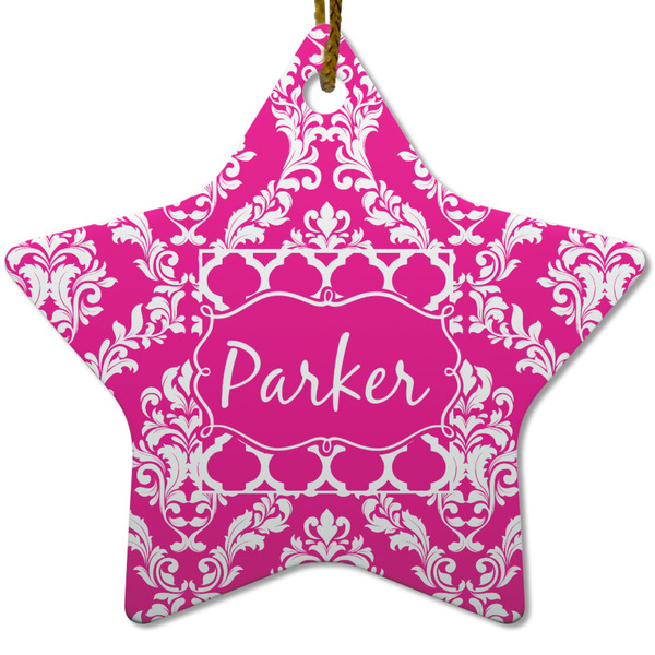 Custom Moroccan & Damask Star Ceramic Ornament w/ Name or Text