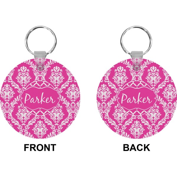 Moroccan & Damask Circle Keychain (Front + Back)